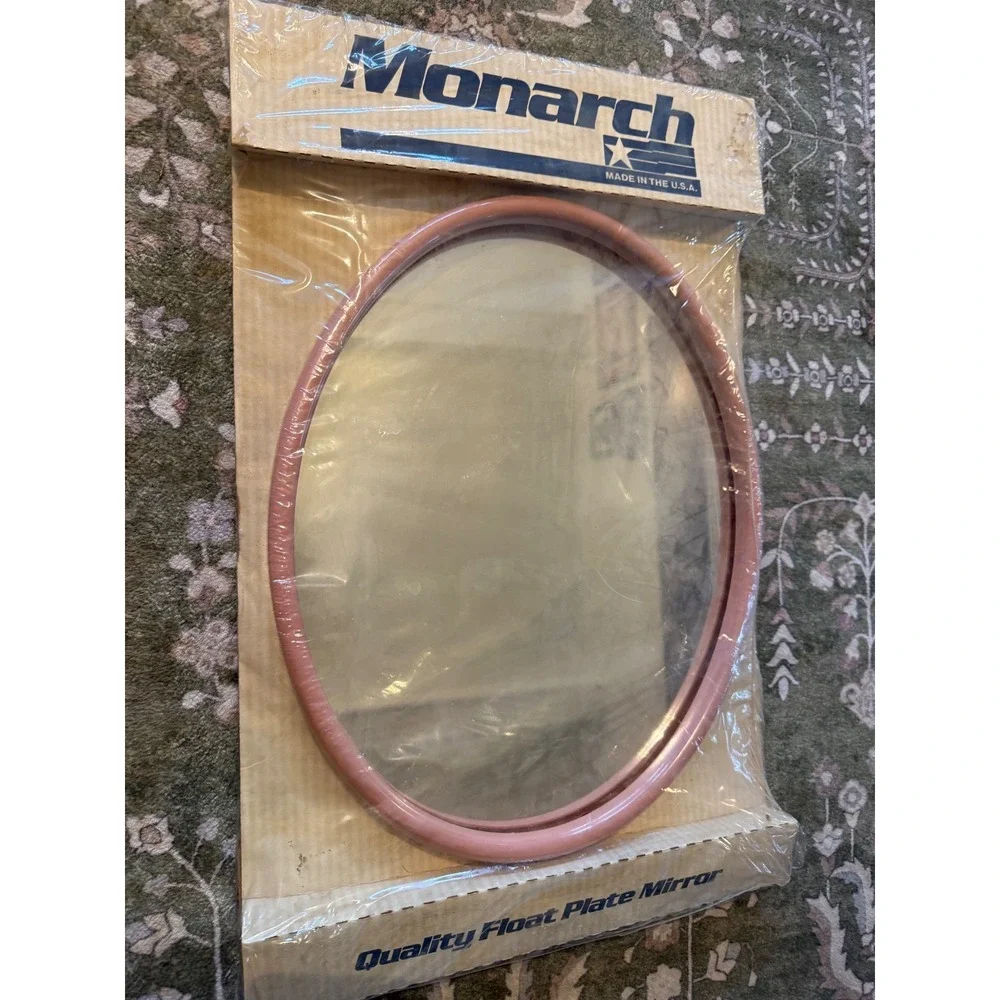 Vintage Monarch Pink Oval Wall Mirror Quality Float Plate Glass Made in USA NEW